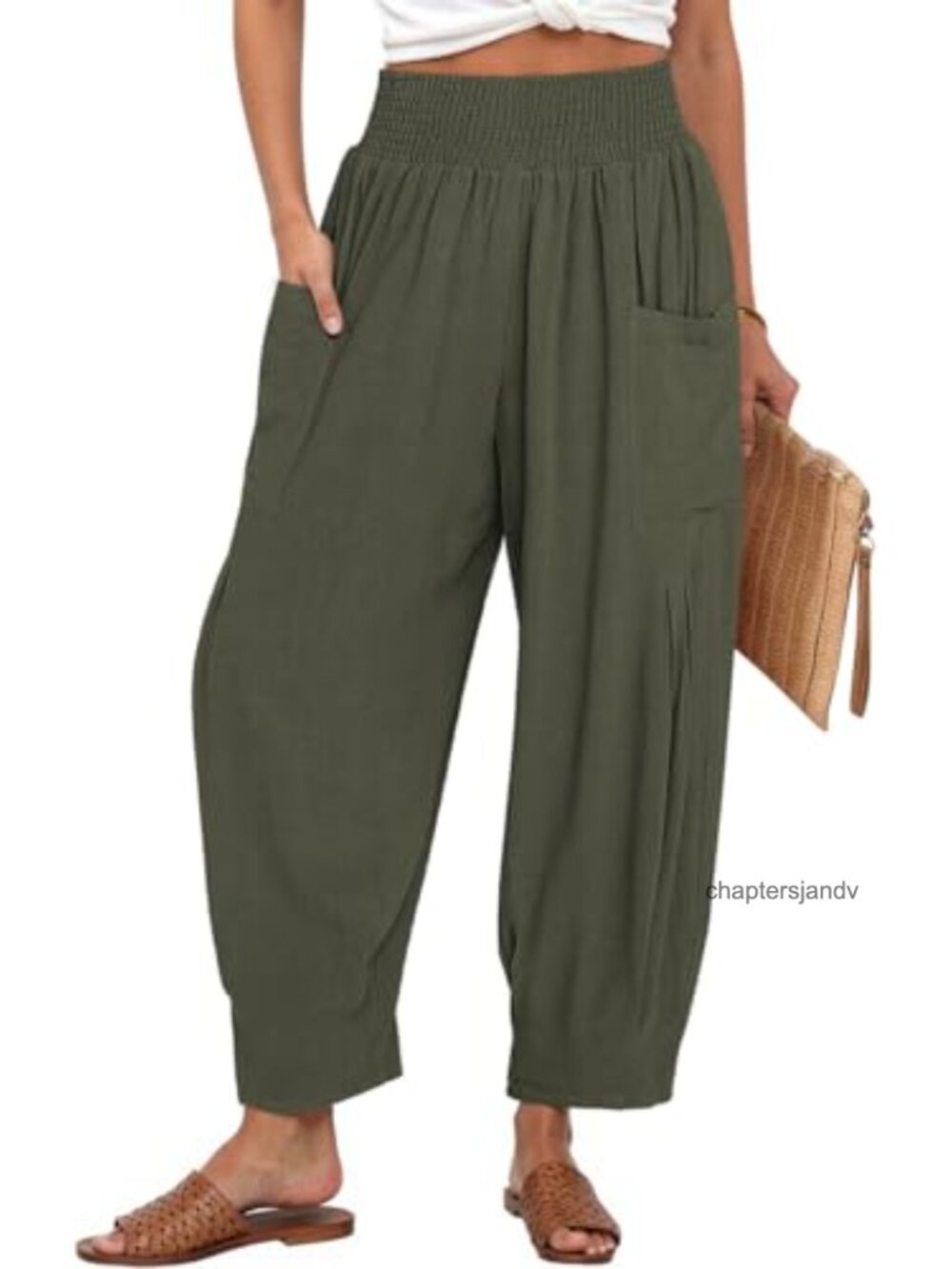 High Waist Wide Leg Linen Blend Palazzo Pants Baggy Loose Fit Lounge